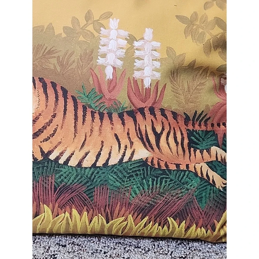Vintage Hand Painted Tiger Pillow 19x16x4